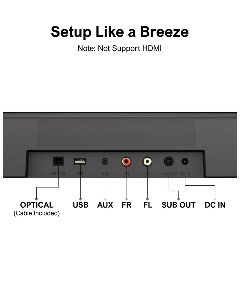 Ultimea Aura A40 7.1ch Virtual Surround Sound Bar with 4 Surround Speakers, 330W, 4" Subwoofer, App Control, Opt/Aux/Bluetooth