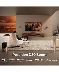 Ultimea Poseidon D80 Boom 7.1 Channel Soundbar with Dolby Atmos, Home Theater Sound System with Wireless Subwoofer, 500W