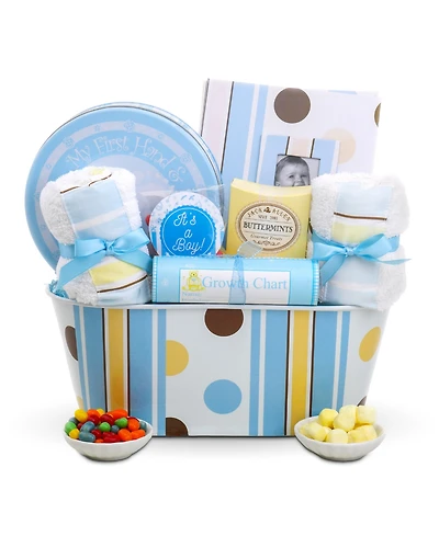 Beyond the Bow Gifts Welcome to the World Baby Boy Gift Basket, 7-Pieces