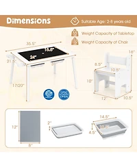 Gouun Kids Sensory Table and Chair Set with Foldable Bins and Paper Roll