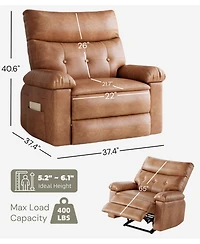 Gaomon Oversized Pu Leather Recliner Chair with Heat and Vibration Massage, 150degree(s) Reclining Swivel Lounge Armchair for Living Room Bedroom
