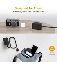 Tessan 5-Foot Flat-Plug Travel Power Strip with 3 Ac Outlets and 3 Usb Ports, Compatible with Most Usb Devices