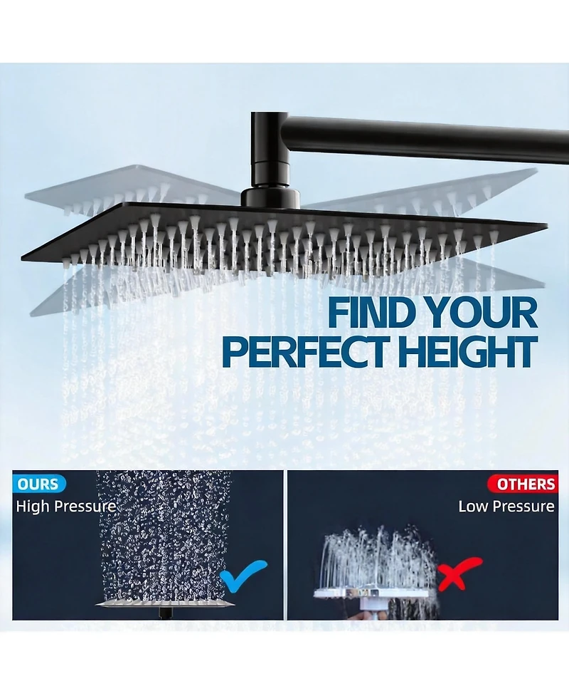 Cyqbd 10" Rain Shower Head With Handheld Spray Extension Arm Hose Set