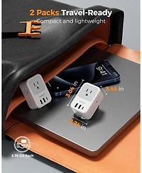 Tessan European Travel Plug Adapter with Retractable Usb-c Cable, 2-Piece Set