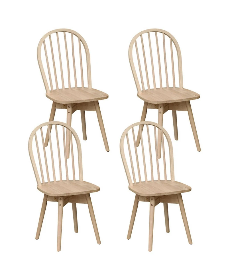 Sugift Set of 4 Swivel Windsor Dining Chairs with Solid Rubber Wood Frame