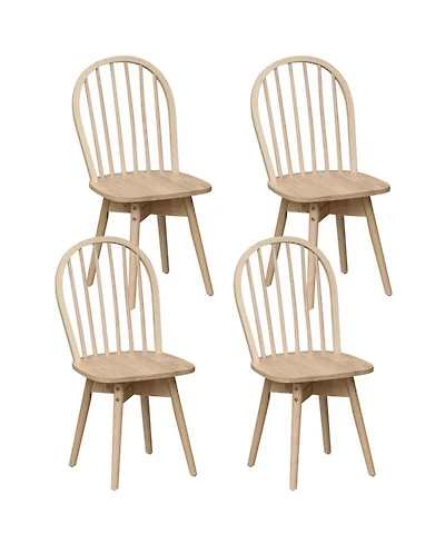 Sugift Set of 4 Swivel Windsor Dining Chairs with Solid Rubber Wood Frame