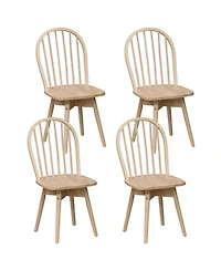 Sugift Set of 4 Swivel Windsor Dining Chairs with Solid Rubber Wood Frame