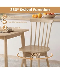 Sugift Set of 2 Mid-Century Rubber Wood Dining Chairs with 360degree(s) Swivel Seat