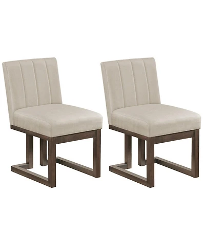 Sugift Modern Farmhouse Fabric Dining Chairs Set of 2 with 5.5 Inch Thickened Padded Seat