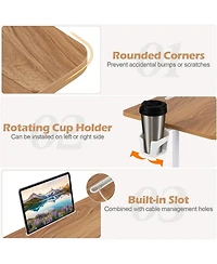 Sugift Mobile Standing Desk Height Adjustable Rolling Laptop Desk with Cup Holder Storage Basket