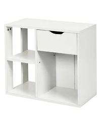 Gouun 3-Cube Bookcase Storage Organizer with Pull-Out Drawer and 2-Tier Shelves