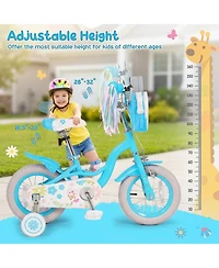 Hongge 14-Inch Girls' Bike with Padded Saddle and Training Wheels, Ages 3-4