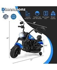 Hongge 6V Kids Ride-On Motorcycle with Led Headlights, Music & Training Wheels, 66-lb. Capacity, Ages 18 Months+