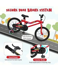 Hongge 18-Inch 7-Color Led Frame Kids' Bike with Training Wheels and Dual Brakes, 145 Lbs. Capacity, Ages 4-8