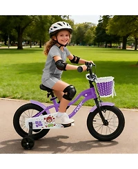 Hongge 14-Inch Kids' Bike with Detachable Training Wheels and Dual Brakes, Ages 3-5
