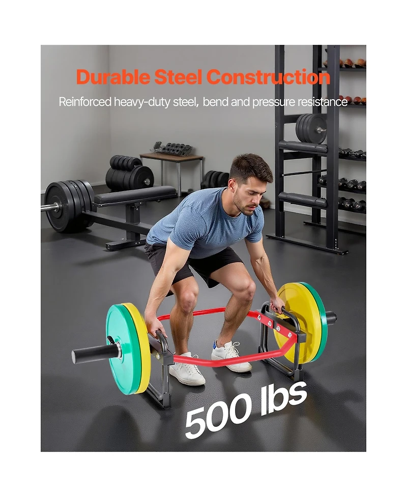 Hongge Detachable Trap Hex Bar 2 in with Knurled Neutral Grips and 500 lbs Capacity for Deadlifts and Shrugs
