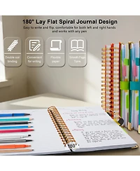 Danrong Hardcover Spiral Notebook College Ruled Leather Journal 5 Subject Dividers 300 Pages Magnetic Closure