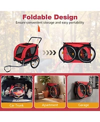 Sugift 2-in-1 Pet Bike Trailer and Stroller with Universal Bicycle Coupler
