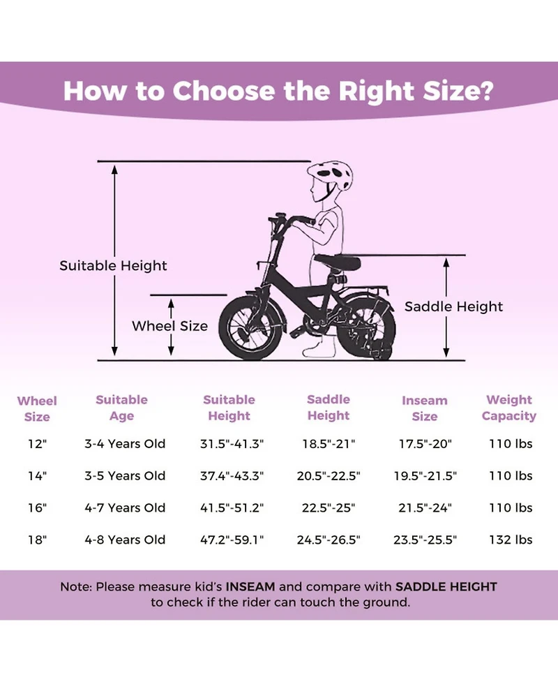 Hongge 14-Inch Kids Bike with Training Wheels, Adjustable Seat and Dual Brakes, Ages 3-5