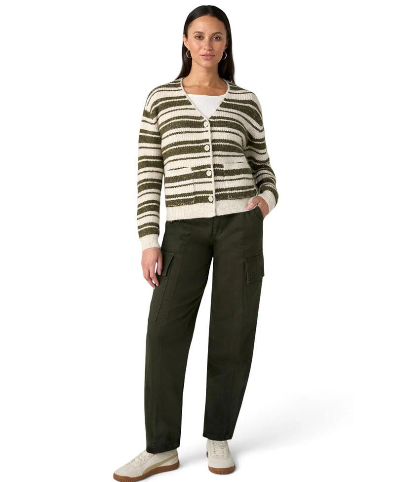 Liverpool Los Angeles Women's Long-Sleeve V-Neck Striped Cardigan