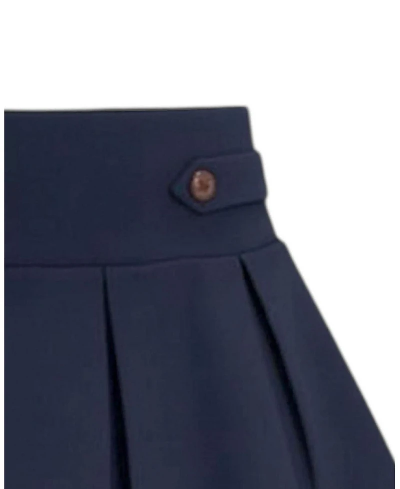 Hope & Henry Little and Big Girls' ( 6 to 12 ) Ponte Pleated Button Tab Skirt