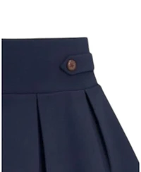 Hope & Henry Little and Big Girls' ( 6 to 12 ) Ponte Pleated Button Tab Skirt