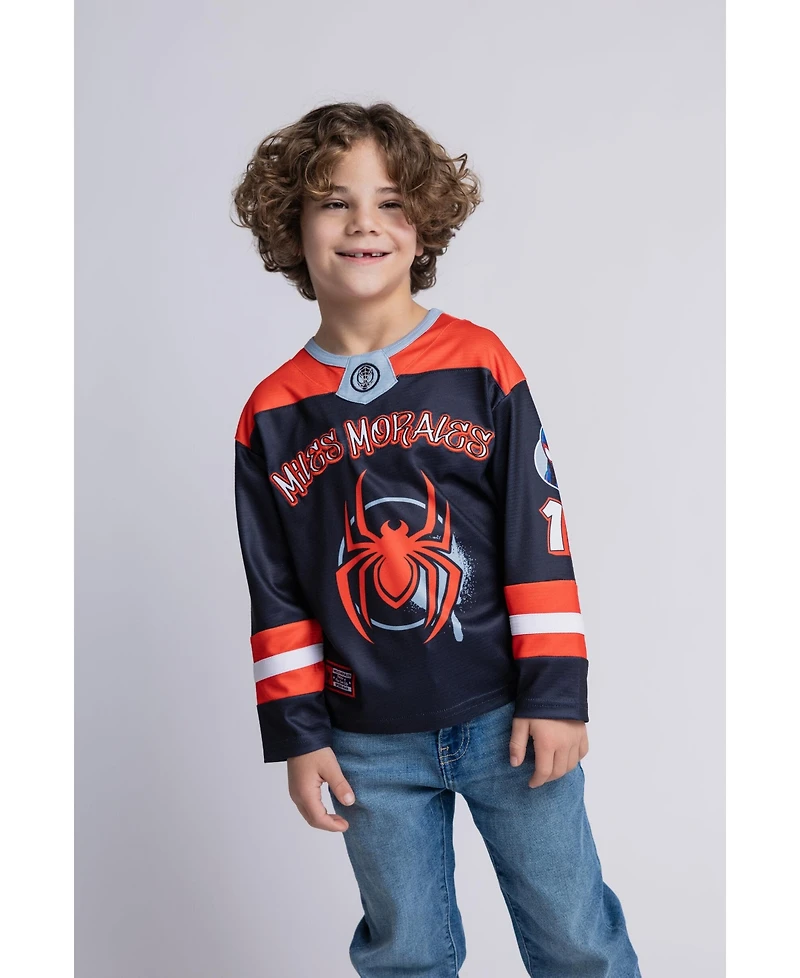 Spider-Verse Boys' 4-20 Miles Morales Long-Sleeve V-Neckline T-Shirt