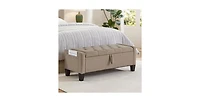 Flynama Linen Upholstered Storage Ottoman Bench
