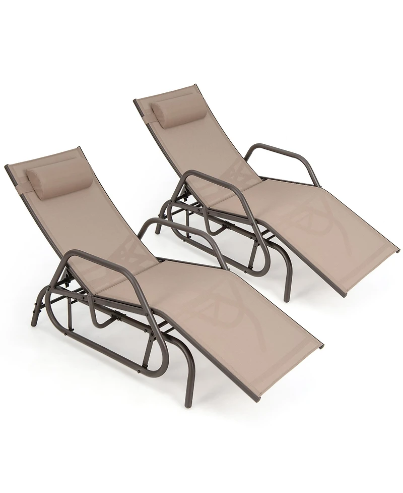 Costway 2 Piece Patio Chaise Lounge Glider Recliner Chair Adjustable Sturdy Frame Outdoor