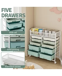Streamdale Furniture 10-Drawer Rolling Storage Cart with Mesh Top