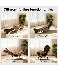 Streamdale Foldable Ergonomic Teddy Velvet Lazy Sofa Chair