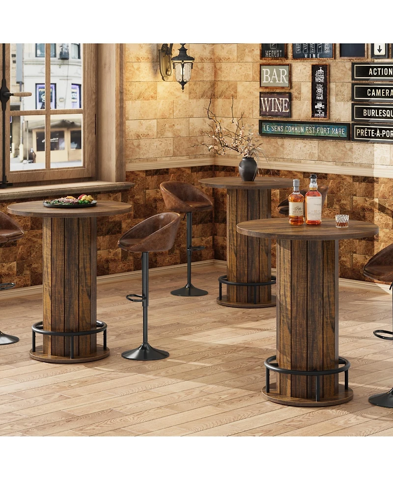 gaomon Round Bar Table, for Dining Coffee Cocktail Living Room, Small Space