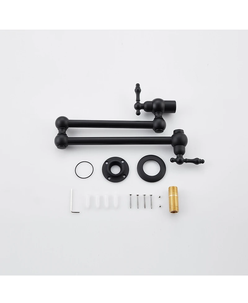 Thirtypeachy Wall Mount Pot Filler Faucet, Folding Swivel Arm with Dual Handles and Brass Construction