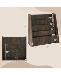 Costway 4-tier Kids Wooden Bookshelf Toddlers Book Rack with Deep Shelves