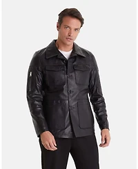 Furniq Uk Men's Genuine Leather Jacket, Black