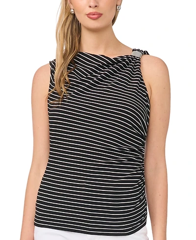 Sam & Jess Women's Asymmetrical Ruched Cowl Neck Knit Top