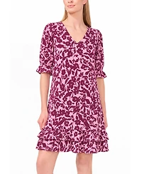 CeCe Women's V-Neck Short-Sleeve Tiered Ruffle Dress