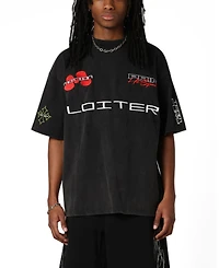 Loiter Men's Racing Oversized Graphic Faded-Wash T-Shirt