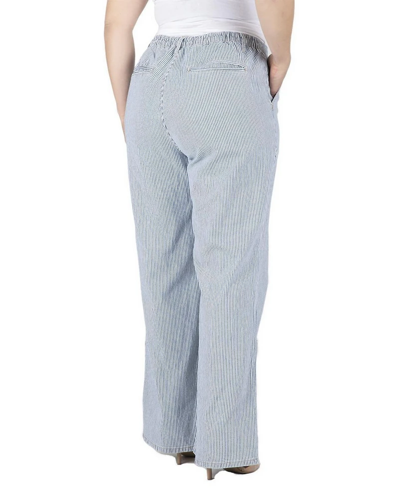 Standards & Practices Women's Mona High-Rise Wide-Leg Striped Denim Pants