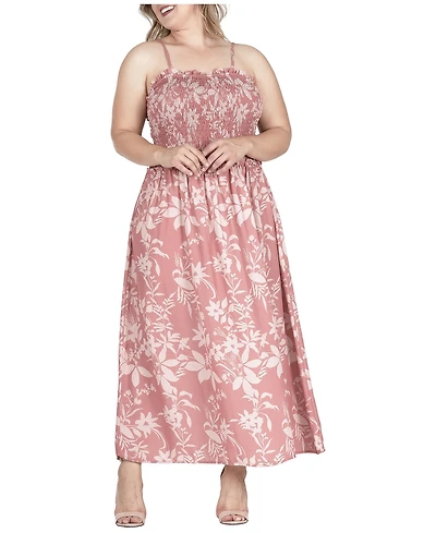 Standards & Practices Plus Layla Floral Smocked-Bodice Maxi Dress