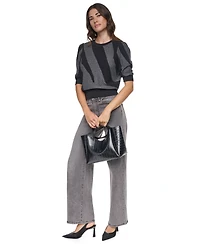Dkny Women's Colorblock Lurex 3/4-Sleeve Pullover Sweater