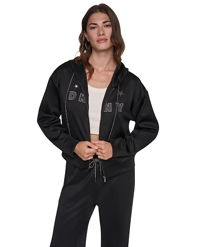 Dkny Women's Pins and Patches Full-Zip Hoodie
