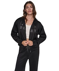 Dkny Women's Pins and Patches Full-Zip Hoodie