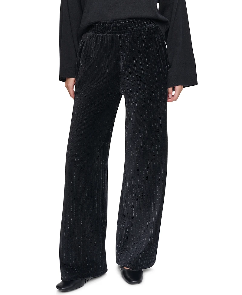 Dkny Women's Wide-Leg Velvet Pull-On Pants