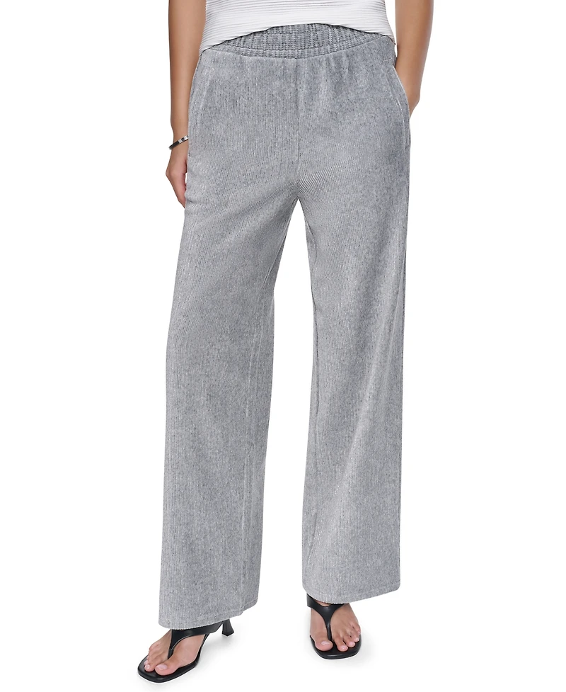 Dkny Women's Wide-Leg Velvet Pull-On Pants