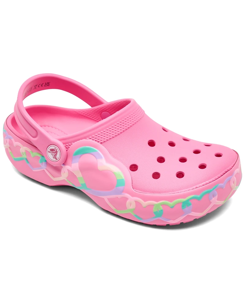Crocs Little Girls Heart Lights Light-Up Clogs from Finish Line