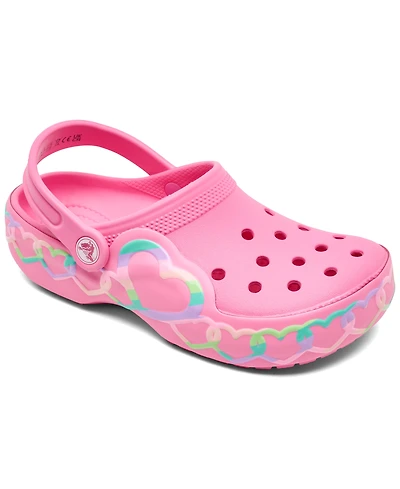Crocs Little Girls Heart Lights Light-Up Clogs from Finish Line