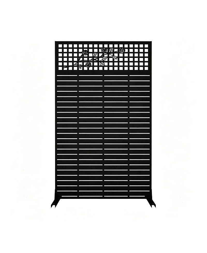 sumyeg Metal Privacy Screen 72 Inch x 43.3 Inch Freestanding Indoor Outdoor Divider with Rose Pattern