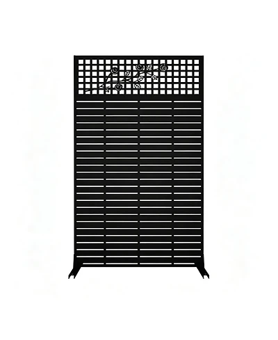 sumyeg Metal Privacy Screen 72 Inch x 43.3 Inch Freestanding Indoor Outdoor Divider with Rose Pattern