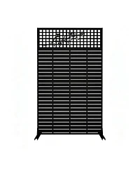 sumyeg Metal Privacy Screen 72 Inch x 43.3 Inch Freestanding Indoor Outdoor Divider with Rose Pattern